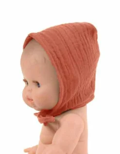 Round Bonnet Double Gauze Cotton in Sienna for Gordis Dolls by Minikane