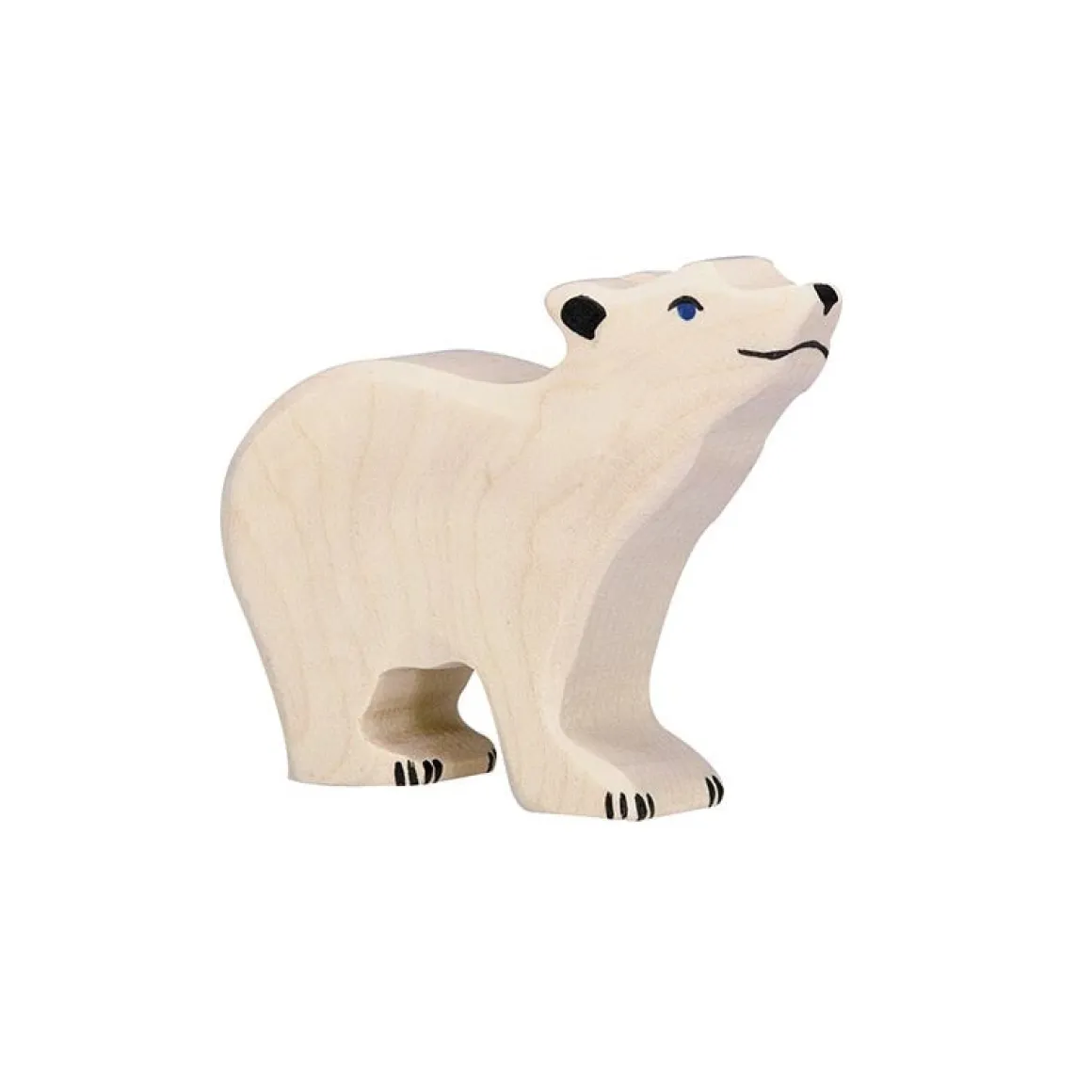 Small Head Raised Polar Bear Wooden Figure