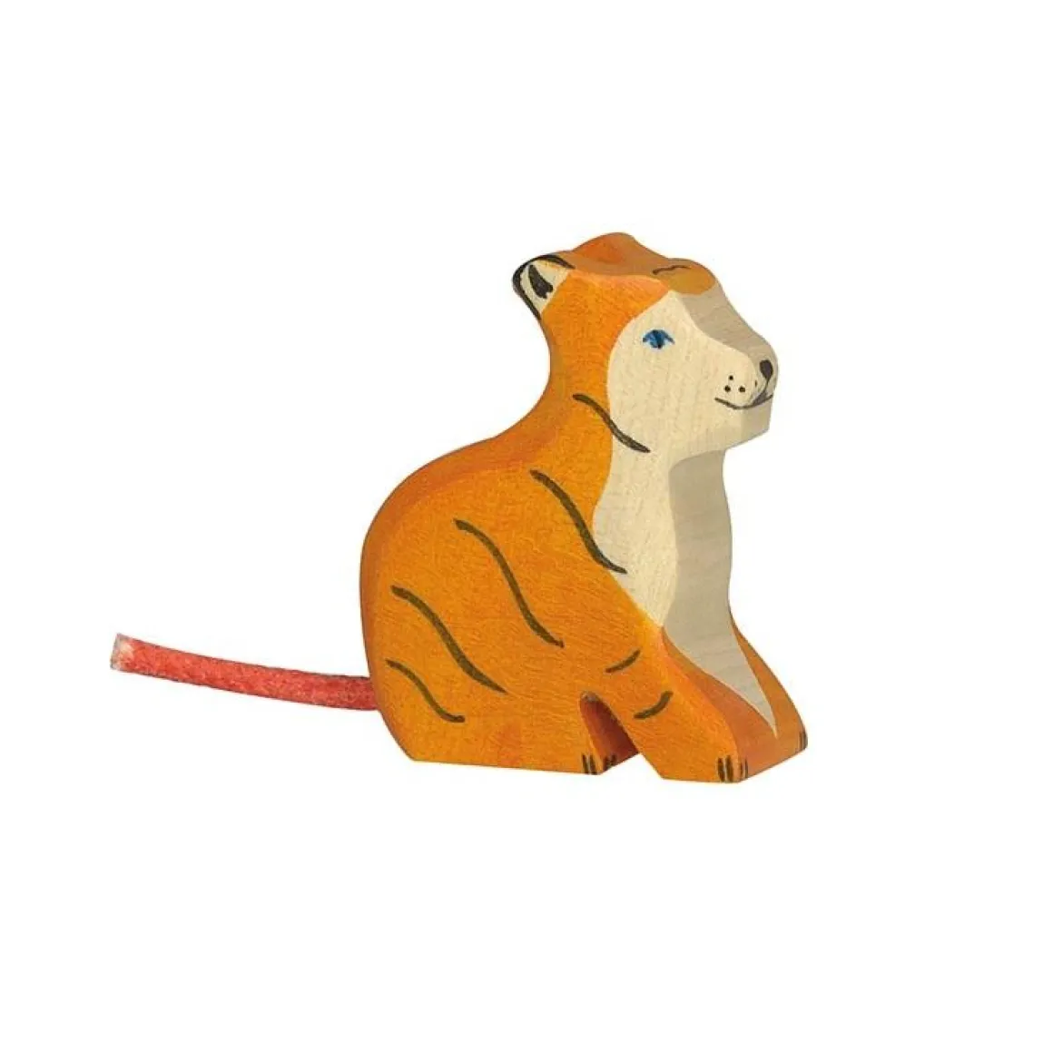 Small Sitting Tiger Wooden Figure