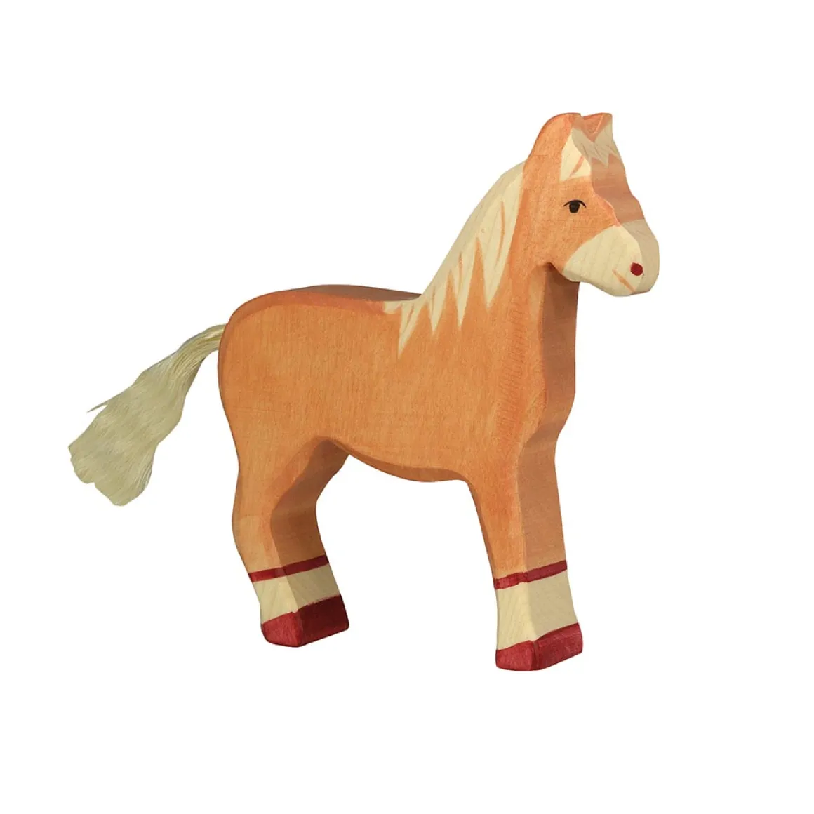 Standing Light Brown Horse Wooden Figure