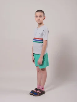 Stripes Buttoned Organic Cotton T-Shirt
