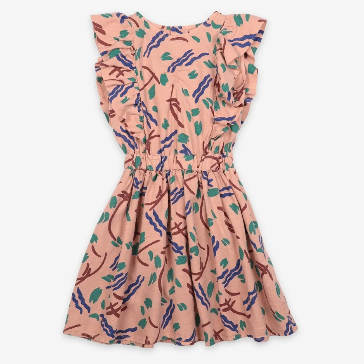 Strokes All Over Ruffle Organic Cotton Dress