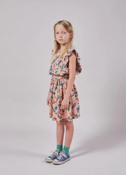 Strokes All Over Ruffle Organic Cotton Dress