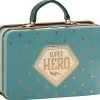 Super Hero Metal Suitcase - Blue & Gold stars