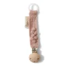 Toma Knitted Organic Wool Pacifier Clip | Rose Blush