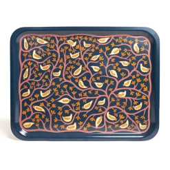 Tree and Bird Illustrated Tray in Navy by Mia Nilsson