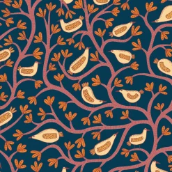 Tree and Bird Illustrated Tray in Navy by Mia Nilsson