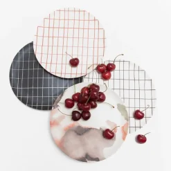White Grid Bamboo Plate