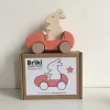 Wooden Bunny Push Toy Car in Coral by Briki Vroom Vroom