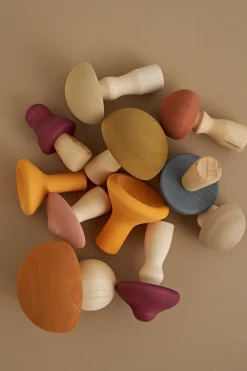 Wooden Mushrooms Set