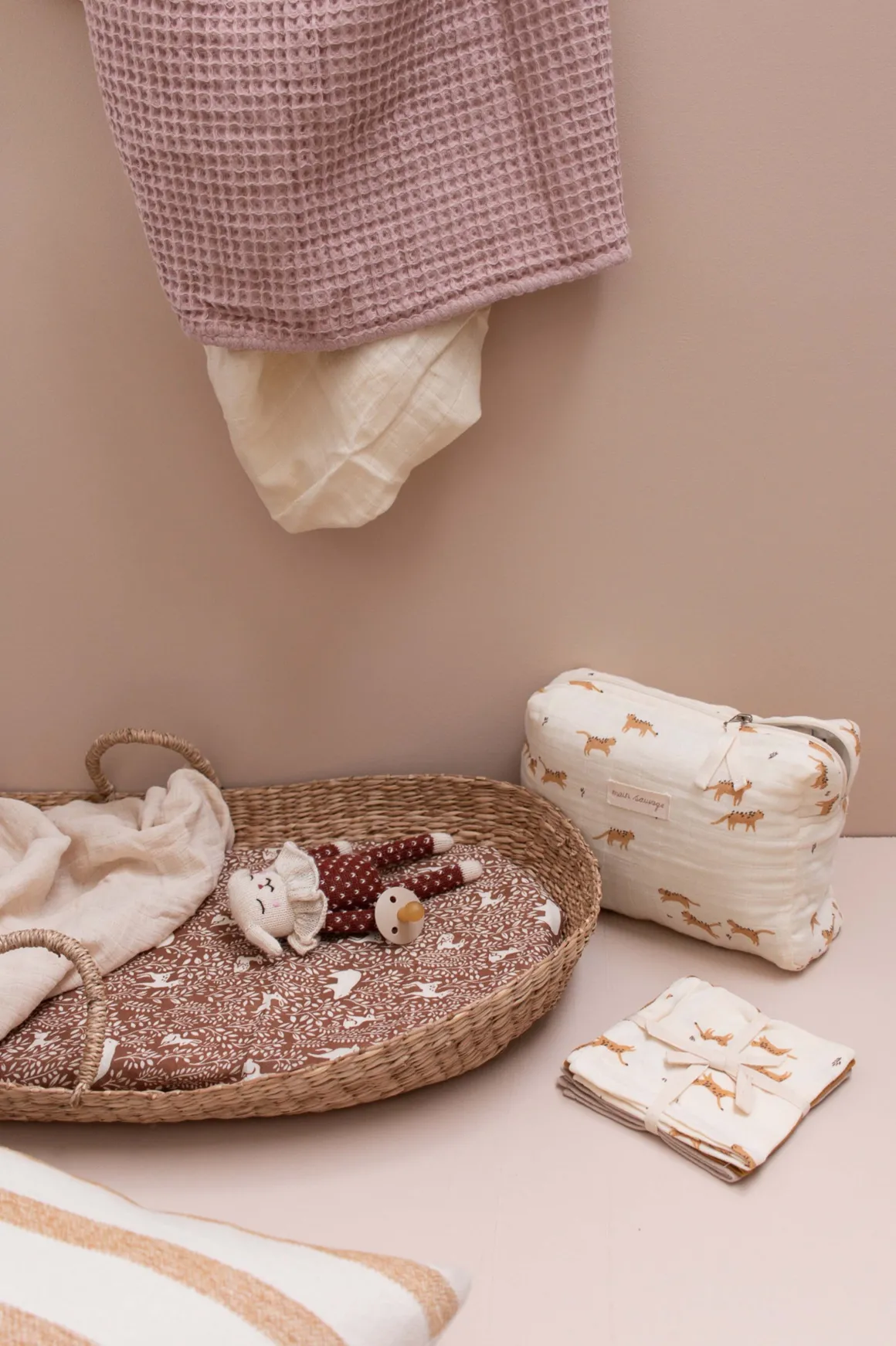 Woodland Print Muslin Swaddle Blanket